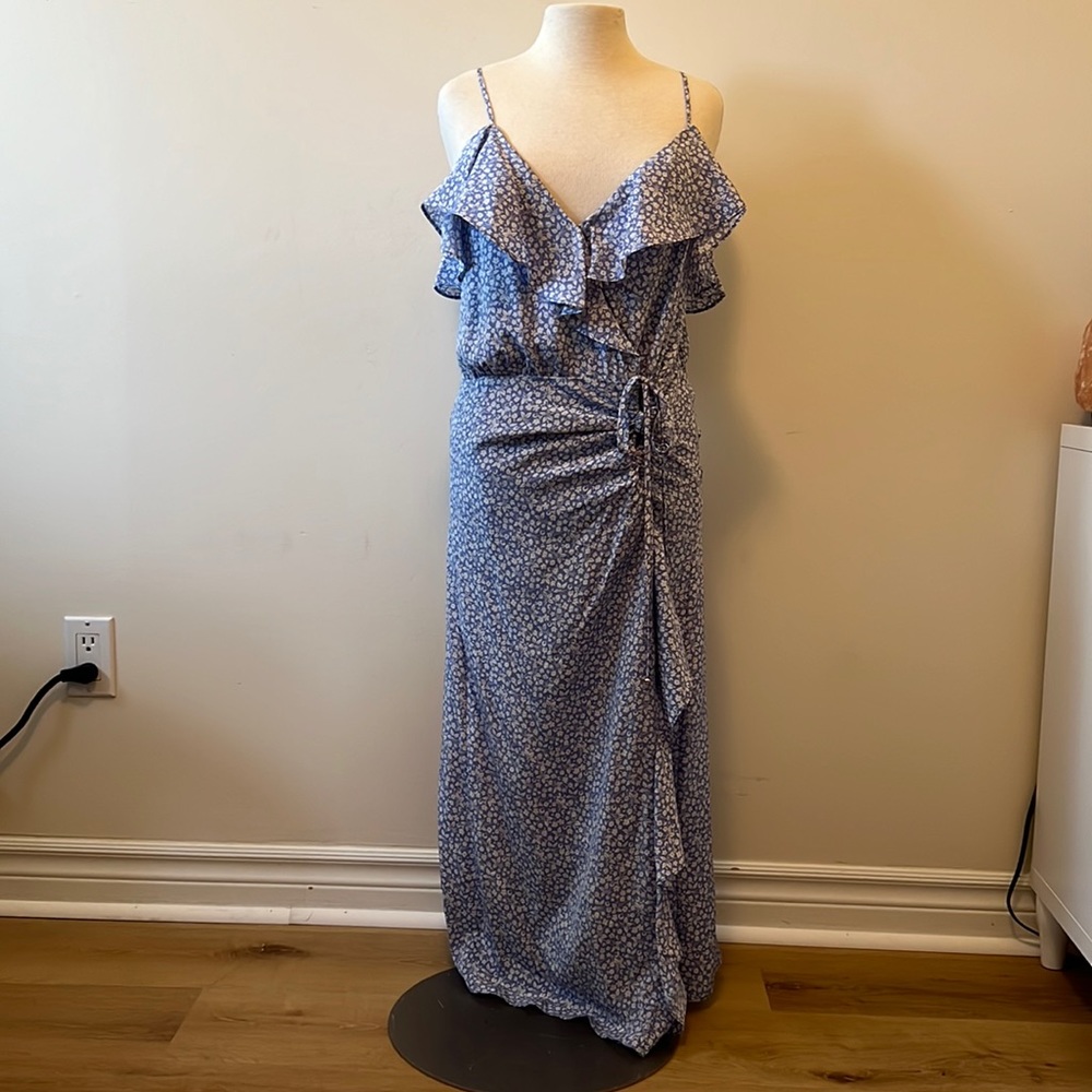 Blue floral maxi dress.